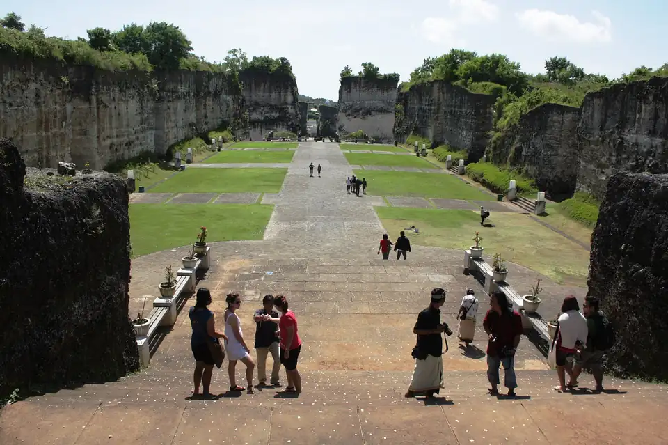 The limestone-walled plaza at Garuda Wisnu Kencana