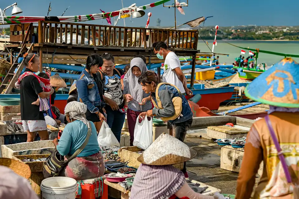 Stalls at the Kedonganan fish market