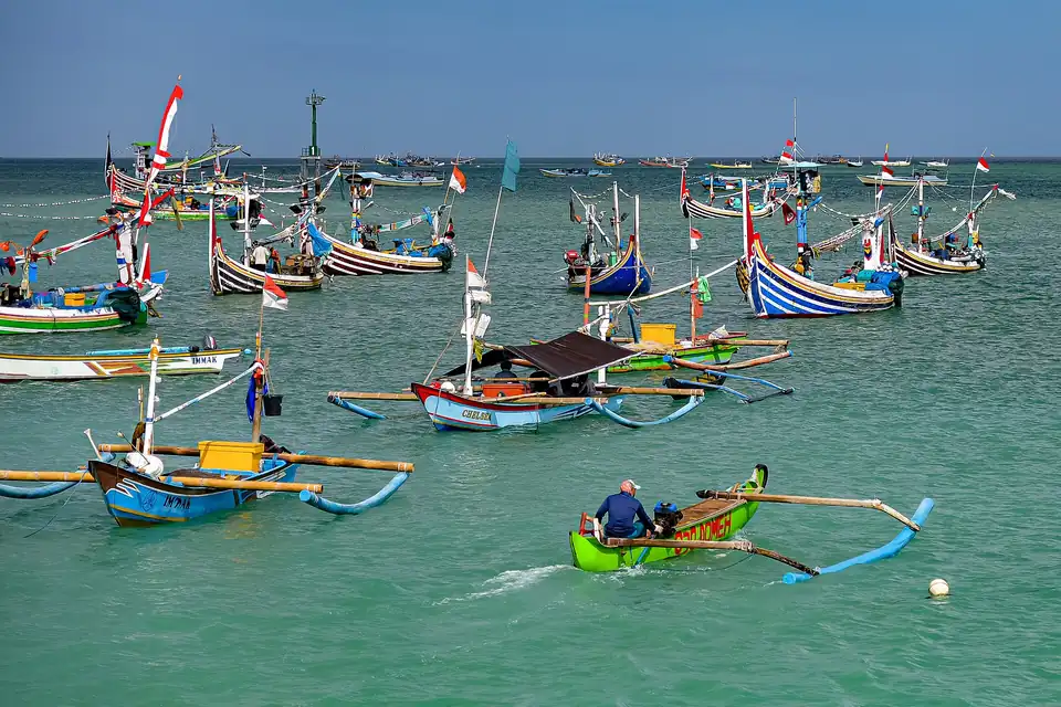 Fishing boats moored off Kedonganan