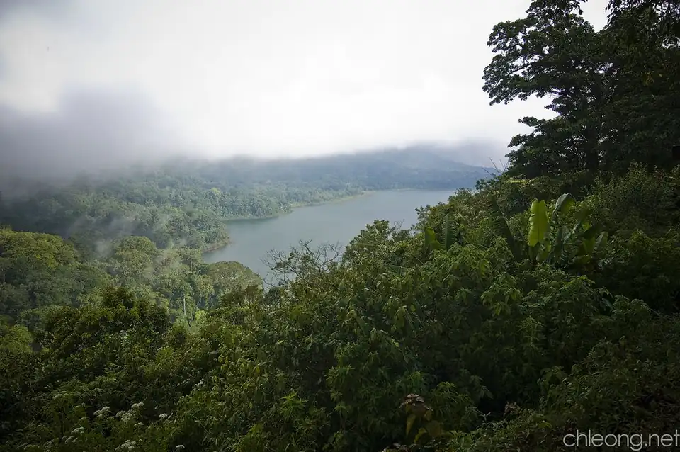Lake Buyan through the forest on the ridge