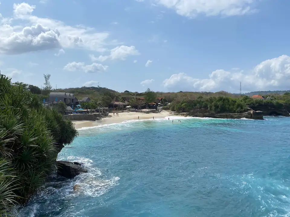 The turquoise water of Dream Beach from above