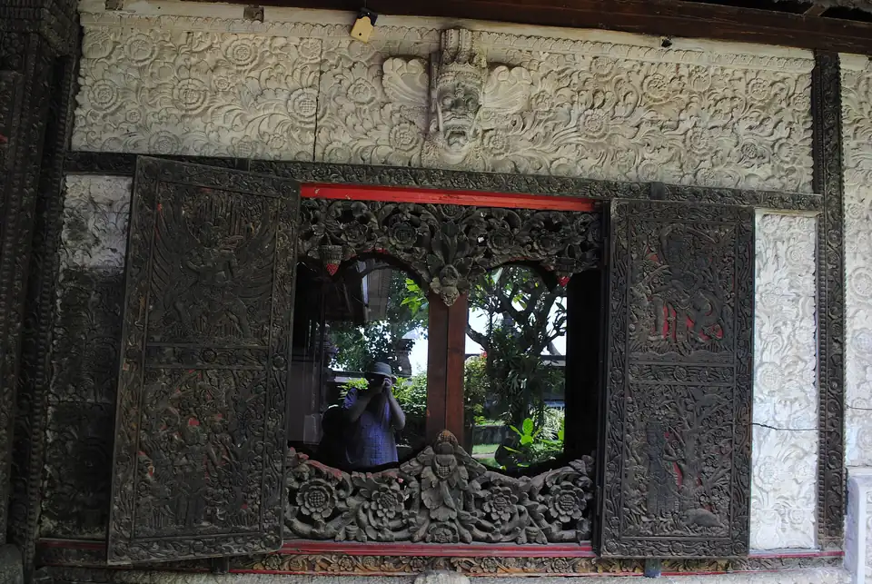 A carved window in the museum