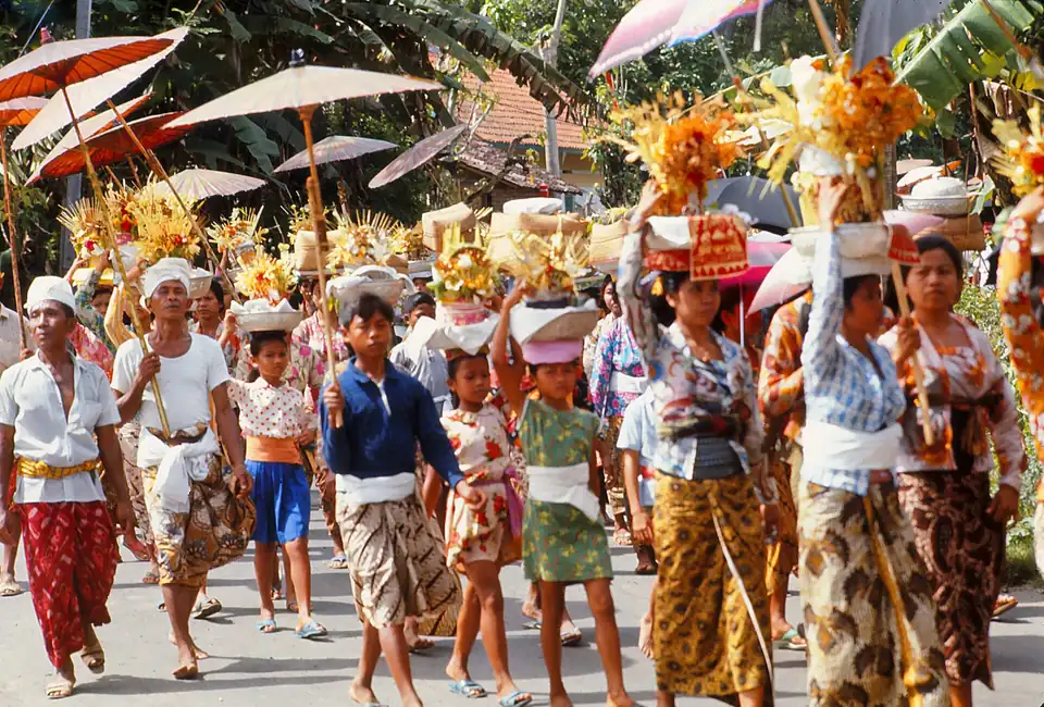 A procession to the beach at Sanur in 1971
