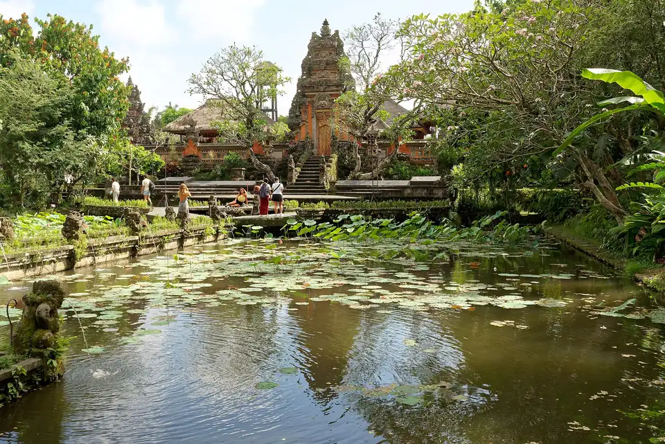 The lotus pond in front of Pura Taman Saraswati