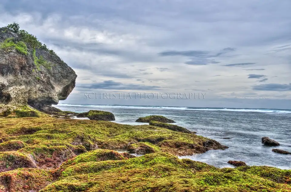 The cliffs and reef at Suluban, Blue Point