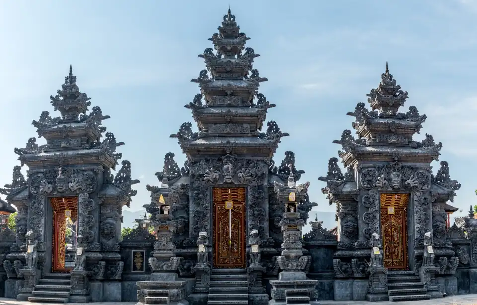 Carved split gates of a Balinese temple