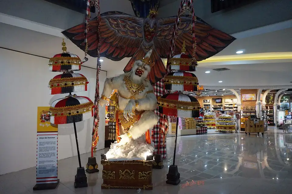 A statue of Hanuman and Jatayu inside the terminal at Ngurah Rai airport