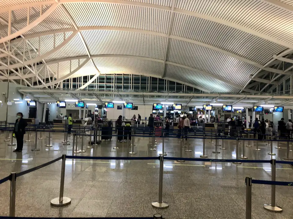 The immigration hall and counters in the international terminal at Ngurah Rai airport