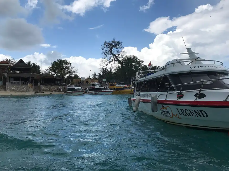 A fast boat moored off Nusa Lembongan