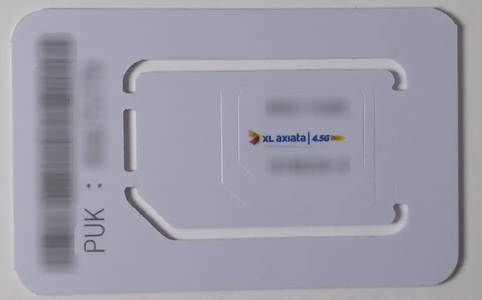 An XL Axiata 4G SIM card from Indonesia