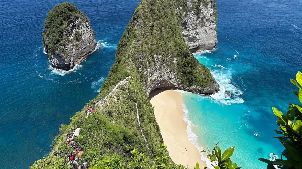 The rugged coast of Nusa Penida, reached by fast boat from Sanur