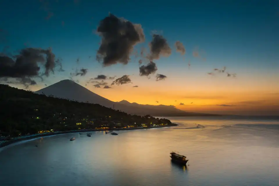 Sunset over the sea on the east coast near Amed
