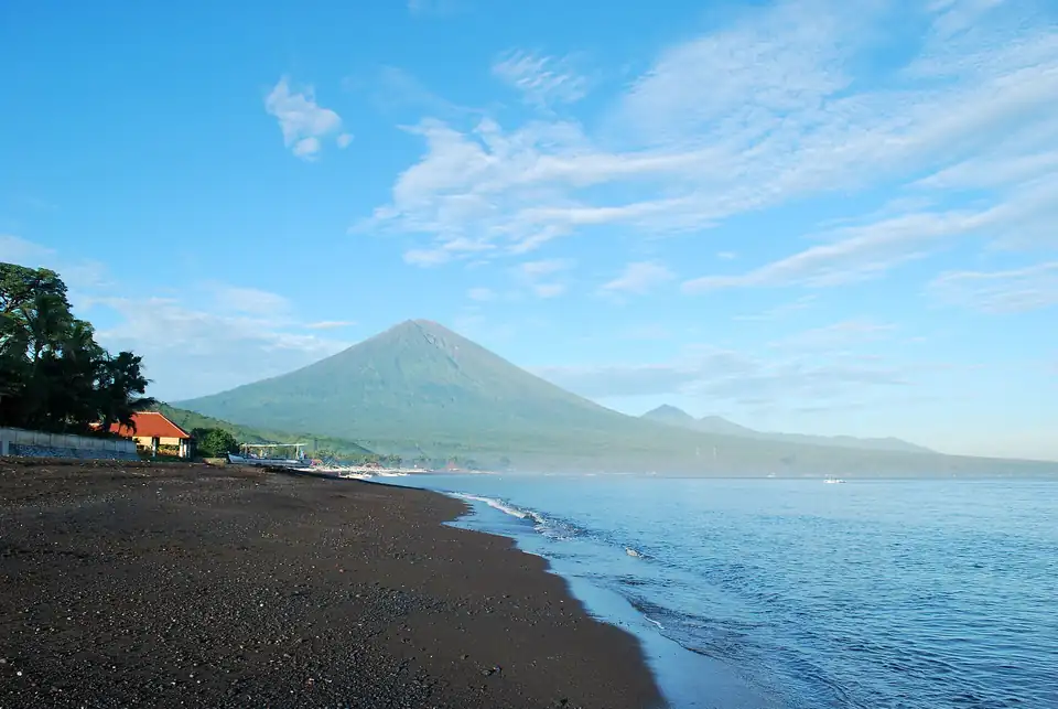Mount Agung seen from the east coast