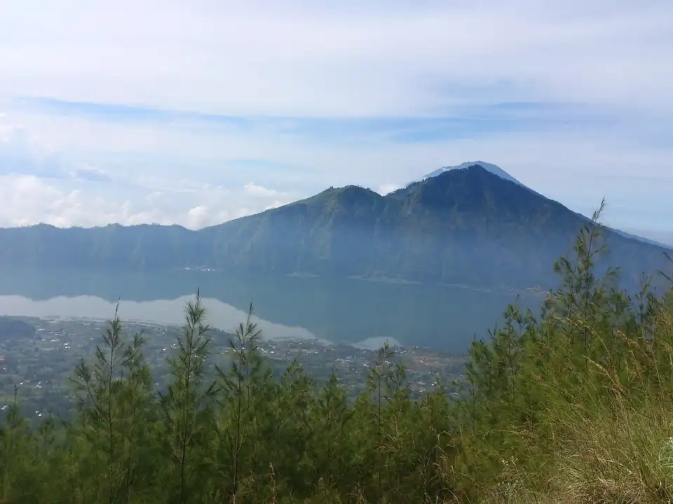 The Batur caldera with the lake and the mountains beyond