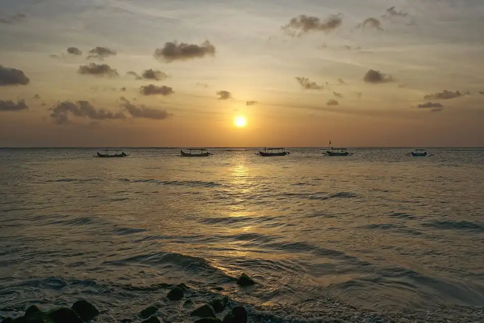 Sunset over the water off Kuta beach