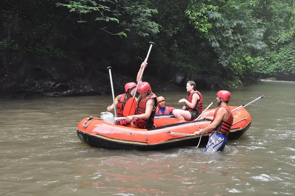 Rafters running a stretch of the Ayung river near Ubud