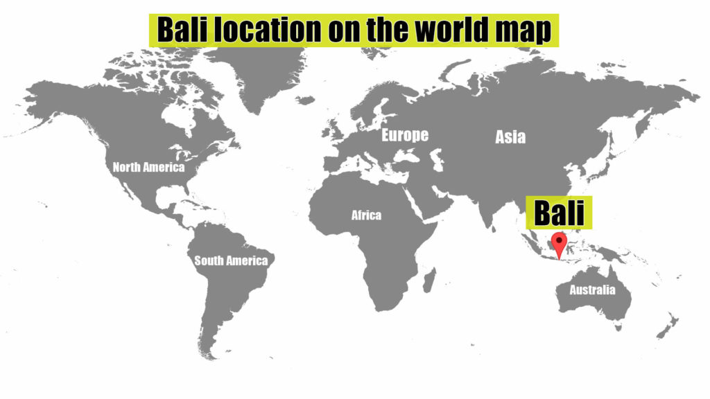 Bali Location on the World Map with pin